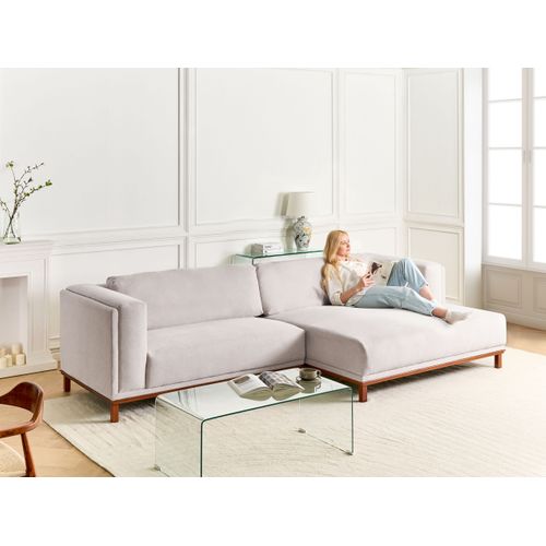 Canapé D'angle 4 Places Veng Tissu Beige Clair Côté Gauche