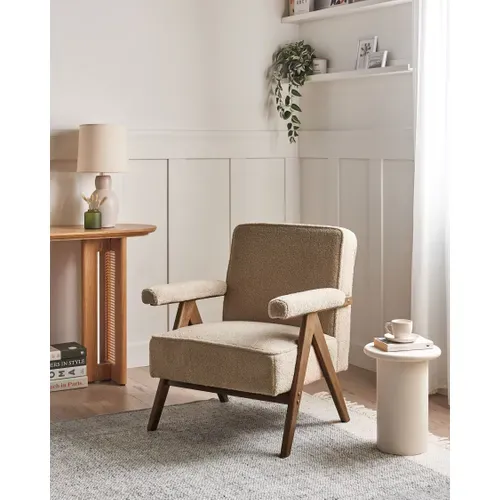 Fauteuil Evje Bouclé Beige Sable