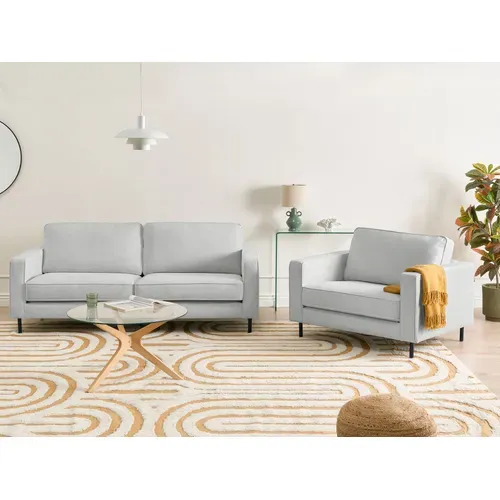 Ensemble De Salon 4 Places Savalen Tissu Gris Clair