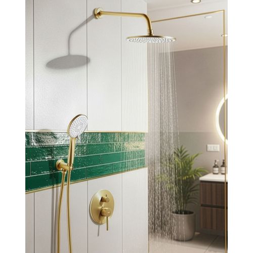 Ensemble De Douche Encastrée Avec Douche Pluie Puelo Doré