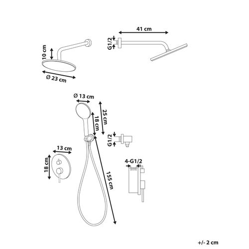 Ensemble De Douche Encastrée Avec Douche Pluie Puelo Doré