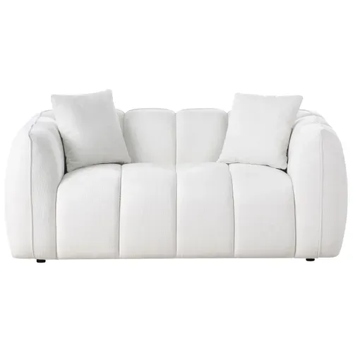 Canapé 2 Places Ness Tissu Blanc Cassé