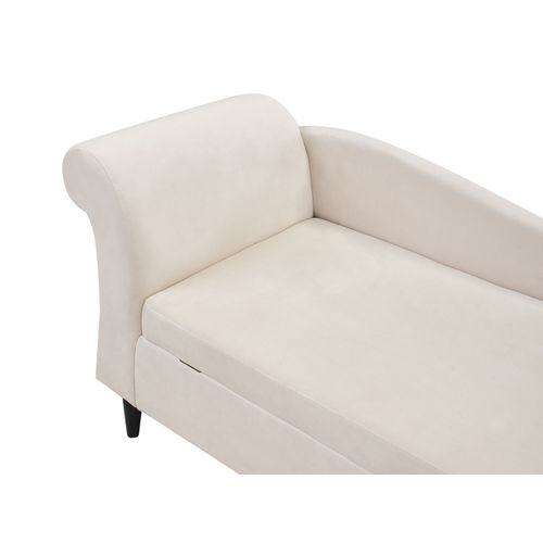 Chaise Longue Côté Gauche Luiro Velours Beige Avec Rangement
