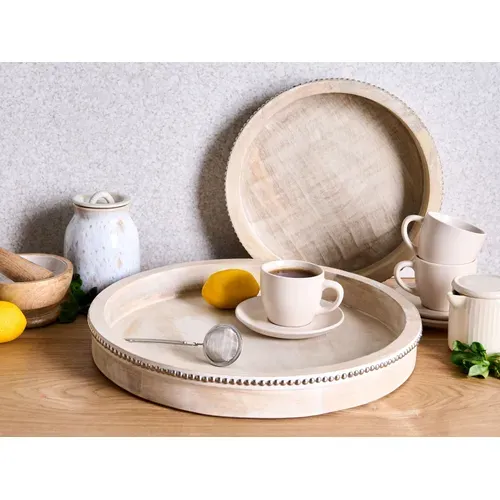 Lot De 2 Plateaux De Service En Plastique Imitation Bois - Pour Fruits, Apéro, Café, Décoration Table (30.5 X 22 Cm) - 6