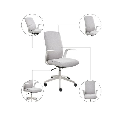 Chaise De Bureau Captain Tissu Gris Clair