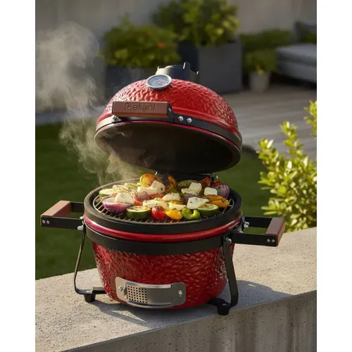 Mini Barbecue Au Charbon De Bois Kamado Céramique Rouge
