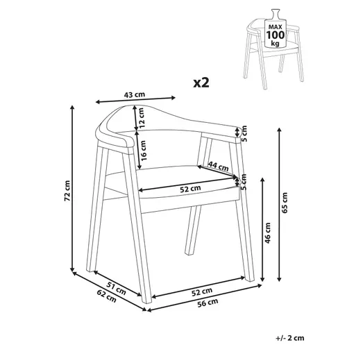 Lot De 2 Chaises De Salle à Manger Oneco Bois Marron Foncé