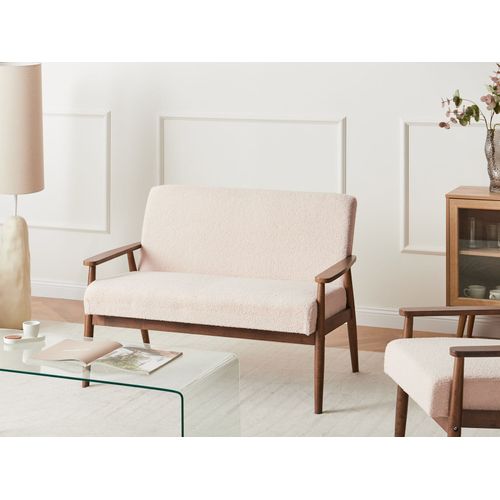 Canapé 2 Places Esrum Bouclé Marron Foncé/beige