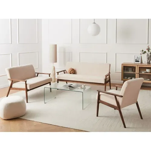 Canapé 2 Places Esrum Bouclé Marron Foncé/beige