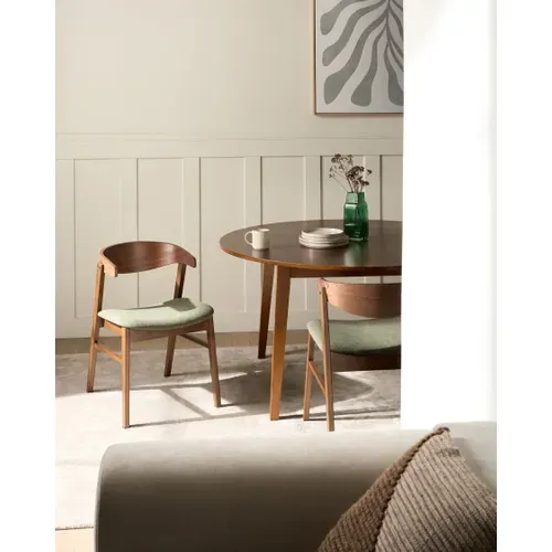 Lot De 2 Chaises De Salle à Manger Lilly Tissu Marron Foncé/vert