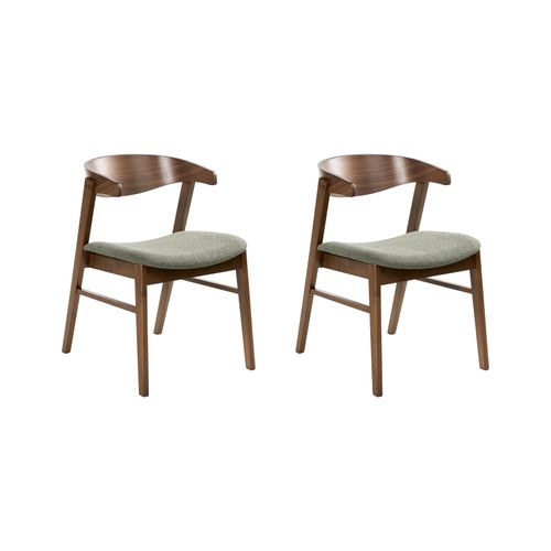 Lot De 2 Chaises De Salle à Manger Lilly Tissu Marron Foncé/vert