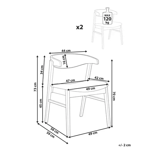 Lot De 2 Chaises De Salle à Manger Lilly Tissu Marron Foncé/vert