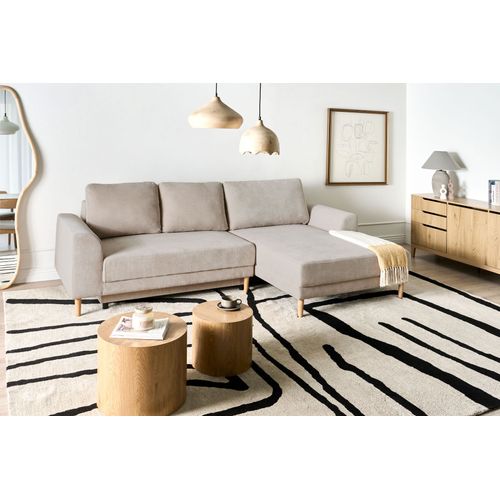 Canapé-lit D'angle 3 Places Nuborg Tissu Chenille Beige Clair Côté Gauche