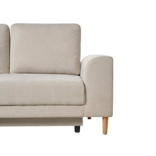 Canapé-lit D'angle 3 Places Nuborg Tissu Chenille Beige Clair Côté Gauche