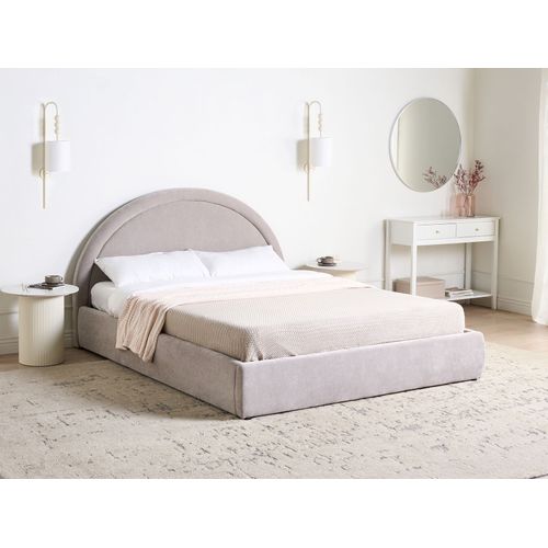 Lit Pouf Tissu Chenille Mouzon 160 X 200 Cm Taupe