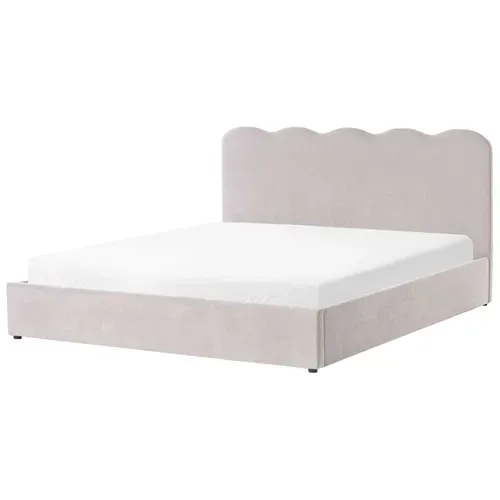 Lit Pouf Tissu Chenille Nanterre 180 X 200 Cm Taupe