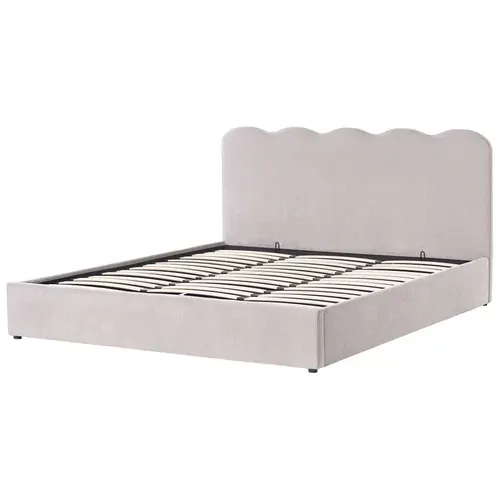 Lit Pouf Tissu Chenille Nanterre 180 X 200 Cm Taupe