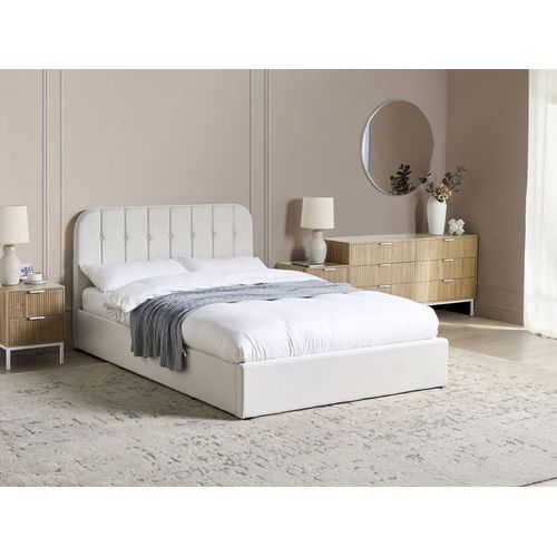 Lit Pouf Tissu Challans 140 X 200 Cm Blanc Cassé