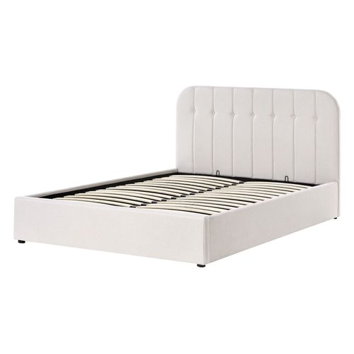 Lit Pouf Tissu Challans 140 X 200 Cm Blanc Cassé