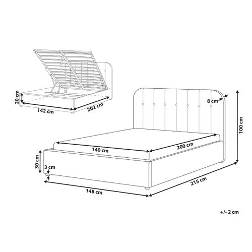 Lit Pouf Tissu Challans 140 X 200 Cm Blanc Cassé