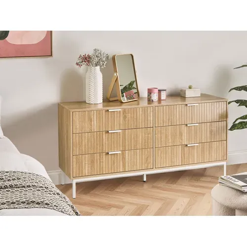 Commode à 6 Tiroirs Royalla Marron Clair
