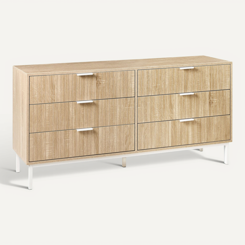 Commode à 6 Tiroirs Royalla Marron Clair