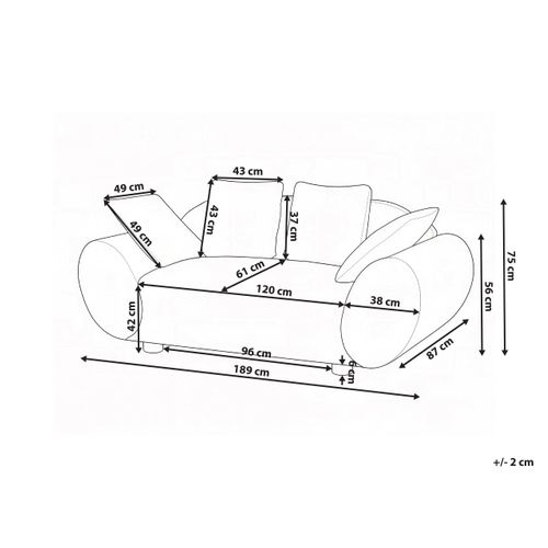 Canapé 2 Places Ringel Tissu Beige Clair