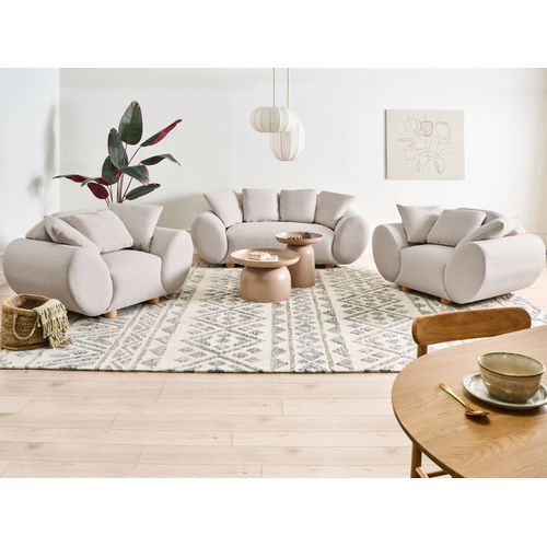 Ensemble De Salon 4 Places Ringel Tissu Beige Clair