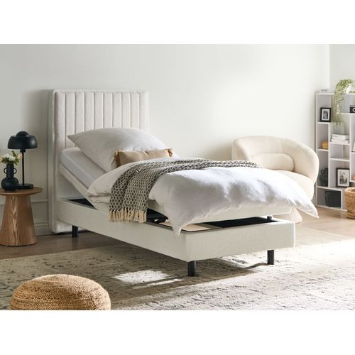 Lit Réglable Bouclé Castellan 90 X 200 Cm Blanc Cassé