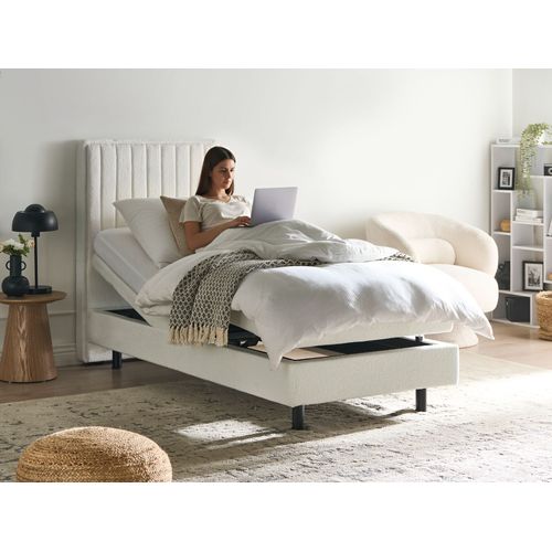 Lit Réglable Bouclé Castellan 80 X 200 Cm Blanc Cassé