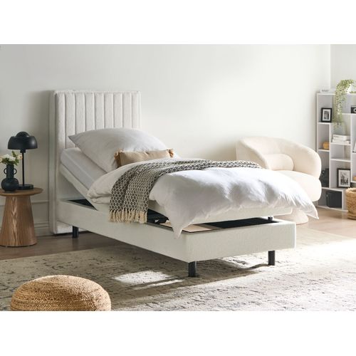 Lit Réglable Bouclé Castellan 80 X 200 Cm Blanc Cassé