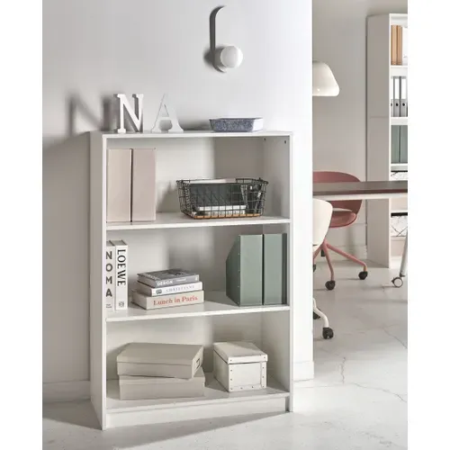Bibliothèque 3 étagères Zehna 117 Cm Blanc
