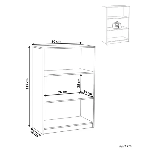 Bibliothèque 3 étagères Zehna 117 Cm Blanc