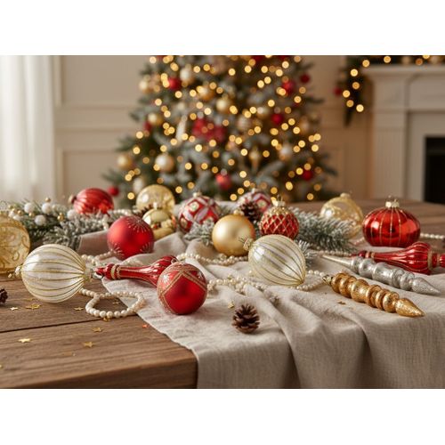 Lot De 50 Boules Sparkle Verre Rouge/doré