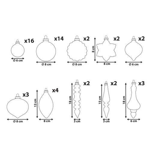 Lot De 50 Boules Sparkle Verre Rouge/doré