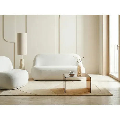 Canapé 2 Places Lovberg Tissu Blanc Cassé