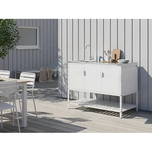 Cuisine D'extérieur 2 Pièces Avec évier Maenza Métal Blanc