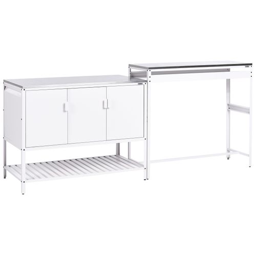 Ensemble De Cuisine D'extérieur 2 Pièces Avec Table De Bar Maenza Métal Blanc