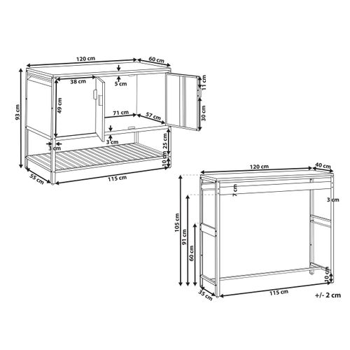 Ensemble De Cuisine D'extérieur 2 Pièces Avec Table De Bar Maenza Métal Blanc