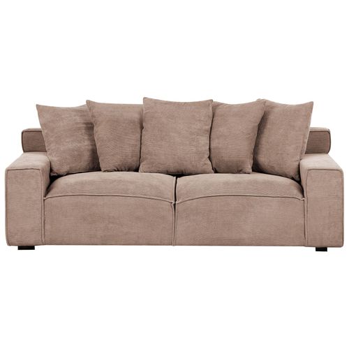Canapé 3 Places Viskan Velours Côtelé Beige Sable