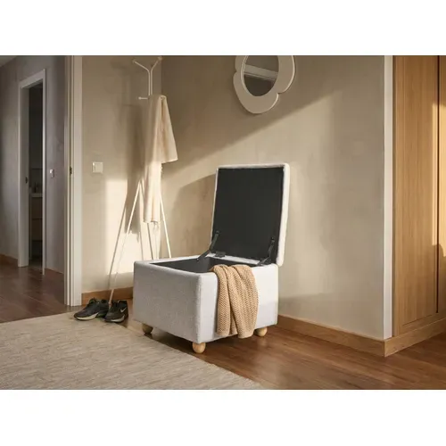 Pouf De Rangement Ferndale Tissu Gris Clair