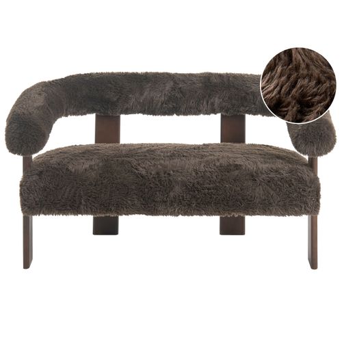 Canapé 2 Places Ilbro Fourrure Synthétique Marron Foncé