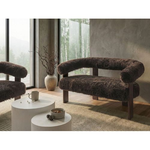 Canapé 2 Places Ilbro Fourrure Synthétique Marron Foncé