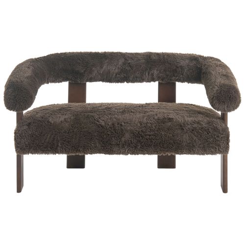 Canapé 2 Places Ilbro Fourrure Synthétique Marron Foncé