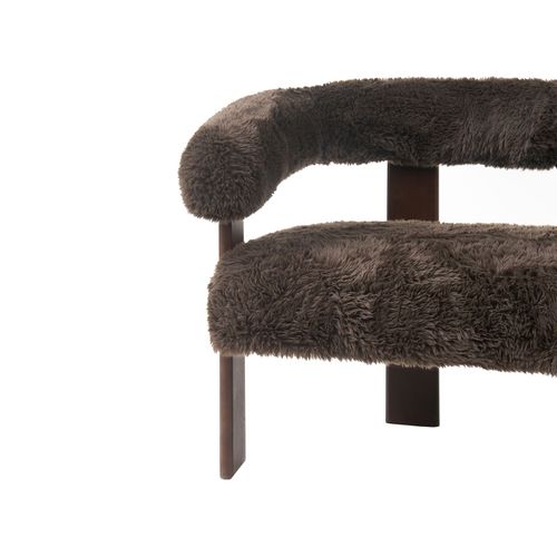 Canapé 2 Places Ilbro Fourrure Synthétique Marron Foncé