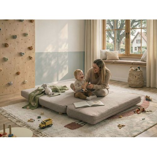 Canapé-lit 2 Places Esbjerg Lin Synthétique Beige