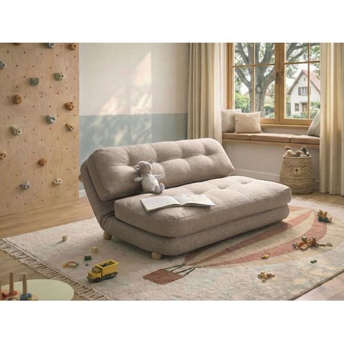 Canapé-lit 2 Places Esbjerg Lin Synthétique Beige