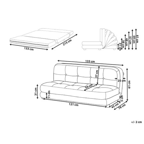 Canapé-lit 2 Places Esbjerg Lin Synthétique Beige