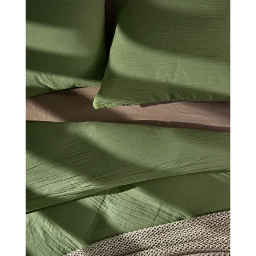 Ensemble De Housses De Couette Sumner Mousseline De Coton 150 X 200 Cm Vert