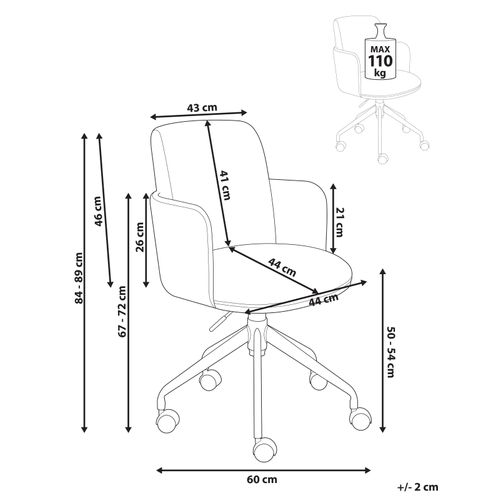 Chaise De Bureau Dryden Velours Côtelé Marron